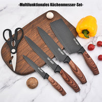 1 x RAW Customer Returns Knife Set, 6-Piece Black Sharp Knife Block Set for Kitchen, Non-Stick Non-Slip Stainless Steel Chef s Knife Set with Universal Knife Block Suitable for Home Restaurant Picnic Black  - RRP €30.22