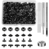 1 x RAW Customer Returns Set of 50 10mm Leather Snap Fastener Kits Metal Buttons with 4 Button Installation Tools for Sewing Clothes Bracelet Jackets Bags DIY Black  - RRP €18.0