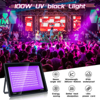 1 x RAW Customer Returns BOSYTRO UV Blacklight 100W Blacklight, IP66 Waterproof Blacklight LED Spotlight, UV Light Blacklight Lamp, for Disco, Glow Party, Halloween Decoration, Stage Lighting, Party Accessories - RRP €31.99