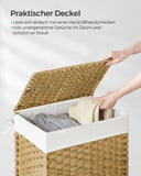 1 x RAW Customer Returns SONGMICS laundry basket 90 liters, hand-woven, laundry collector made of synthetic rattan, with lid and handles, foldable, removable laundry bag, natural color LCB51NL - RRP €41.99