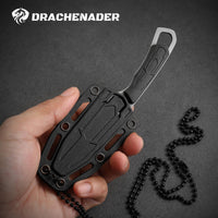 1 x RAW Customer Returns DRACHENADER Neck Knife Tanto knife fixed small full tang outdoor mini knife with plastic sheath - RRP €11.06