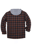 1 x RAW Customer Returns Coevals Club Men s Checked Flannel Shirt Long Sleeve Cotton Plaid With Pocket Casual Shirt Regular Fit Sherpa Lining Hoody Coat Jacket Rust Brown Black 6 3XL  - RRP €59.0