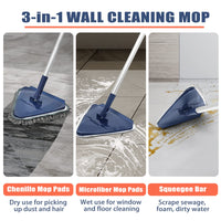 3 x RAW Customer Returns JEHONN Floor Cleaning Mop with Long Handle 200CM, Extendable Triangular Mop with 6 Replacement Pads in Chenille Microfiber for Painted Walls, Window, Floor, Baseboard - RRP €60.54