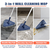 3 x RAW Customer Returns JEHONN Floor Cleaning Mop with Long Handle 200CM, Extendable Triangular Mop with 6 Replacement Pads in Chenille Microfiber for Painted Walls, Window, Floor, Baseboard - RRP €60.54