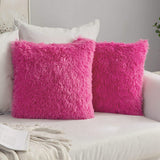 1 x RAW Customer Returns MIULEE Set of 2 Cushion Covers Artificial Fur Sofa Cushions Decorative Throw Pillows Cuddly Pillows Plush Pillows Cozy Couch Cushions Super Soft Pillows Fluffy Cushion Cover for Sofa 60 x 60 cm Rose Red - RRP €19.99