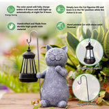 1 x RAW Customer Returns Yeomoo Cat Garden Figures for Outdoors with Solar Lantern Funny Waterproof Solar Lamp Figure Garden Decoration for Outdoors Balcony Terraces Gifts for Women Men Mom Birthday Fairy Garden Gray - RRP €35.28