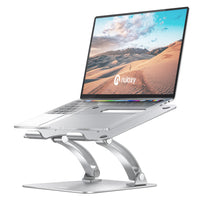 1 x RAW Customer Returns NULAXY Laptop Stand, Height Adjustable Ventilated Laptop Holder, Aluminum Notebook Stand Compatible with all 10-17 Notebooks MacBook Pro Air, Dell, Samsung, Acer and Huawei - Silver - RRP €31.99