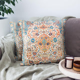 2 x Brand New Vozehui 2Pcs Floral Cushion Covers 45x45cm Linen Bohemian Decorative Square Cushion Covers for Sofa Bedroom Outdoor Home Office Car with Invisible Zipper 45x45cm - RRP €45.6