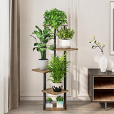 1 x RAW Customer Returns VASZOLA 5-Tier Wooden Flower Rack Plant Rack, Multi-Tier Flower Stand Plant Stand Flower Bench Flower Stairs Plant Stairs Standing Shelf for Indoor Garden Balcony Decoration White Oak  - RRP €39.52