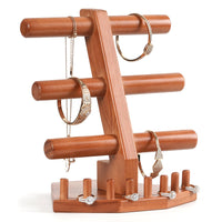 6 x Brand New WPAJIRZO Jewelry Stand for Bracelets Watches, Multifunctional Solid Wood Jewelry Holder with 3 Wheels for Organizer Ring Watch Bracelet Necklace Bracelet Rolls Watch Stand, Gift - RRP €133.98