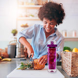 1 x RAW Customer Returns Hydracy Drinking Bottle for Fruit Spritzers 1L -Sport Water Bottle with Time Marker Long Infuser and Insulated Cover -Detox Sports Bottle 27 Delicious Recipes Infused Water eBook Gift - Purple - RRP €20.36