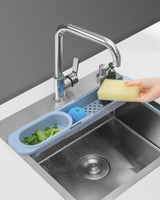 1 x RAW Customer Returns SUNYEAP Kitchen Sink Organizer with Expandable Telescopic Holder and Sponge Tray Grey  - RRP €12.78