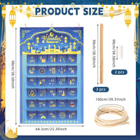 6 x Brand New DPKOW Ramadan Calendar for Kids, Blue Gold 30 Days Ramadan Advent Calendar Fabric Ramadan Decoration Wall Door Hanging, 30 Pockets Ramadan Mubarak Bags Decoration, 3.2 x 2.1 Feet - RRP €90.72