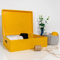 1 x Brand New Creative Deco XL Yellow Large Wooden Box with Lid 40x30x14 cm -1cm Baby Memory Box Large Wooden Box with Lid and Handles Easter Decoration Easter Gift Documents Valuables Toys - RRP €32.68