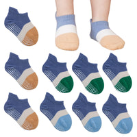 4 x Brand New Poqobog Baby Boys Stopper Socks Girls Socks Non-Slip Socks ABS Non-Slip Toddlers Children Non-Slip Socks Sports Socks Non-Slip 0-6 Months, Blue  - RRP €110.4