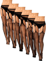 1 x RAW Customer Returns Geyoga 6 Pairs Women s Fishnet Stockings Black Lace Fishnet Tights Pantyhose Ladies Stockings Suspender Tights for Women Girls Stylish Style  - RRP €18.14