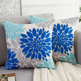 16 x Brand New Cushion cover summer blue and grey dahlia modern sofa cushion throw pillow linen cushion cover decorative couch cushions square soft cushion covers cover for sofa bench bed car 45x45 - RRP €209.6