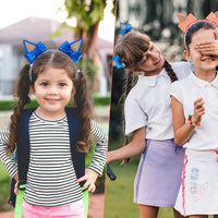 1 x Brand New 4 Pairs Hair Clips Barrettes and 2 Glitter Headband, Cute Bowknot Hair Bows Set for Halloween Cosplay Birthday Party Supplies Blue, Orange  - RRP €15.6