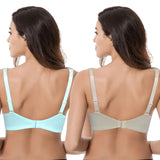 1 x RAW Customer Returns Curve Muse Women s Plus Size Minimizer Wireless Unlined Bra with Embroidered Lace - 2 Pack-Nude, Light Blue-90E - RRP €38.3