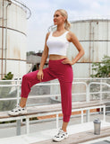 1 x RAW Customer Returns Terecey yoga pants women with skirt 3 4 capri pants elegant casual pants cotton jogging pants high waist harem pants for yoga pilates dancing jogging wine red L - RRP €16.93