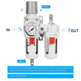 1 x RAW Customer Returns NANPU 1 2 BSP compressed air filter regulator lubricator combination water oil separator - pressure gauge 0-10 bar , poly bowl, semi-automatic drain, bracket - RRP €66.99