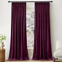 1 x RAW Customer Returns PONY DANCE velvet curtain red ruffle tape curtains set of 2 H 240 x W 132 cm 300g m velvet curtains living room Christmas curtains opaque heavy curtains against cold thermal curtain, red wine - RRP €47.34