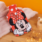 1 x RAW Customer Returns Disney Hot Water Bottle with Flannel Cover - Lilo and Stitch Long Rubber Hot Water Bottle, 1.7 or 2 Liter Capacity - Disney Gifts for Women Red Minnie  - RRP €13.99