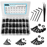 1 x RAW Customer Returns Hakkin 1250pcs M2 M3 M4 M5 countersunk head screws set hexagon screws carbon steel hexagon socket threaded screws set hexagon button screws and washers assortment kit black - RRP €26.11