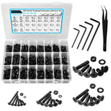 1 x RAW Customer Returns Hakkin 1250pcs M2 M3 M4 M5 countersunk head screws set hexagon screws carbon steel hexagon socket threaded screws set hexagon button screws and washers assortment kit black - RRP €26.11