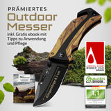 1 x RAW Customer Returns BERGKVIST K29 folding knife Tiger one-hand knife - 3-in-1 pocket knife made of real wood for outdoor, camping survival - awarded the Bronze A Design Award 2021 - incl. fire steel bag - RRP €30.24