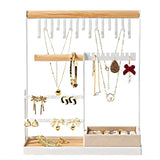 6 x Brand New QMAHA Wooden Earring Holder Organizer, 4 Tier Hanging Jewelry Display Stand Earring Holder with Base Necklace Holder for Women, Jewelery Holder for Earrings Necklaces Bracelets Rings - RRP €136.8