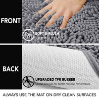 1 x RAW Customer Returns Deconovo Bath Mat Non-Slip Water Absorbent Bath Rugs Chenille Bathroom Carpet Fluffy Shower Rugs Bath Mats Shower Carpet Bathroom Mat Bath Rug, 70x120 cm, Light Grey, 1 Piece - RRP €22.45