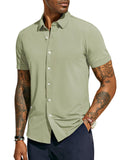 1 x RAW Customer Returns PaulJones Shirt Men s Non-Iron Business Shirt Short Sleeve Non-Iron Casual Shirt Regular Fit Green M - RRP €29.6