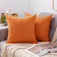 1 x RAW Customer Returns MIULEE 2 Pieces Cushion Covers Soft and Durable Cushion Covers in Polyester Faux Linen Elegant Washable for Sofa Modern Home Office 45X45 CM Orange - RRP €16.63