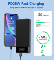 1 x RAW Customer Returns Power Bank 52800mAh, Fast Charging Powerbank with 3 Outputs and 3 Inputs, Portable Charger, 25W USB C PD Battery Pack with LED Display and Flashlight for Smartphones Black  - RRP €42.29