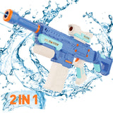 2 x Brand New RenFox Water Gun, Squirt Gun Electric Manual 2 in 1 Water Pistol, 500ml Capacity and 8-10m Shooting Range, Summer Beach Pool Party Toys Outdoor for Adults and Kids - RRP €50.4