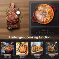 1 x RAW Customer Returns Ekatro Induction Hob 3500W Mobile Double Induction Plate 10 Heat Settings 4 Cooking Functions Safety Lock Push Button Control Color Pack As Gift Home Use - RRP €109.0