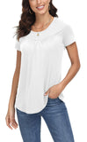 1 x Brand New DOTIN Women s T-Shirt Plain Short Sleeve Summer Shirt Loose Stretch Blouse Causal Top Basic Tops, White, XL - RRP €19.15