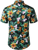 1 x RAW Customer Returns JOGAL Men s Short Sleeve Hawaiian Shirt with Buttons, Lily Black, XXL - RRP €25.99