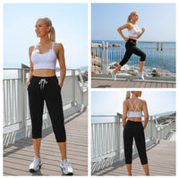 1 x RAW Customer Returns Sykooria Women s Jogging Women s Sports Pants 3 4 Sweatpants Women s Casual Summer Sweatpants A-Black M - RRP €22.39