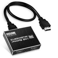 1 x RAW Customer Returns 4K 60HZ HDMI Splitter, Aluminum 4K HDMI Splitter 1 in 2 out Auto Scaling Function Distributor Duplicate 2 same outputs, Not Extend Supports HDCP, 4K, 3D, 1080P for PS5 etc with 1.2M HDMI cable  - RRP €28.52