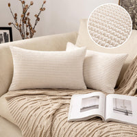 1 x RAW Customer Returns MIULEE set of 2 cushion covers, decorative cushions, pillowcases, cushion cover, decorative pillows, , soft couch cushion cover, cushion covers for sofa, living room, upholstered cushion, 40 x 60 cm, cream white - RRP €18.99