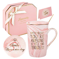 1 x RAW Customer Returns Thank you gifts for women, sometimes you forget that you are great gift mug inspirational gifts for women, best friends, birthday gifts box set 420ML pink - RRP €16.4