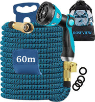 1 x RAW Customer Returns Garden hose 60 m flexible garden hose 50 m garden hose flexible 50 m garden hose flexible 60 m stretchable flex garden hose water hose flexible flexible garden hose blue lake 60 m  - RRP €119.99