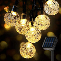 3 x RAW Customer Returns 9 1 - Solar Outdoor Lights Garland 7 Meters 50 Bulbs, Small Decorative Outdoor Garden LED Solar Lights, IP65, Twilight Function, Warm LED Light for Garden, Terrace, Weddings and More - RRP €45.21