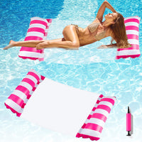 1 x Brand New Warmfay Inflatable Water Hammock, 4 in 1 Air Mattress Pool with Air Pump, Swimming Bed Pool with Net, Foldable Inflatable Water Float Hammock for Adults and Children Pink  - RRP €12.1