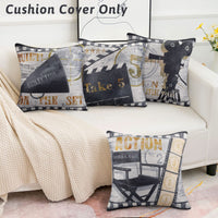 5 x Brand New HomeStilez Set of 4 Cushion Covers 45 x 45 cm Vintage Film Pattern Cushion Cover Square Cinema Film Projector Cotton Linen Throw Pillow Sofa Cushion Decorative Pillow Cover for Sofa Bed and Chair - RRP €94.9