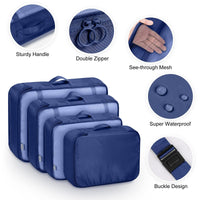 1 x RAW Customer Returns MURISE 8 Piece Packing Cubes, Clothes Bags, Suitcase Organizer for Holidays and Travel, Packing Cube Set Travel Cubes, Organization System for Suitcases - Dark Blue - RRP €20.99