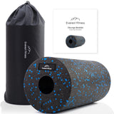 1 x RAW Customer Returns EVEREST FITNESS fascia roller 30 cm medium-hard in black blue incl. booklet - professional fascia roller for back and spine - foam roller - massage roller - fitness roller - yoga massage roller - RRP €18.14