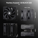 1 x RAW Customer Returns Thermalright Peerless Assassin 120 Black CPU air cooler, 6 heatpipes, two 120mm C12B PWM fans, aluminum heatsink cover, AGHP technology, for AMD AM4 Intel LGA 1700 1150 1151 1200 2066 2011 - RRP €43.66